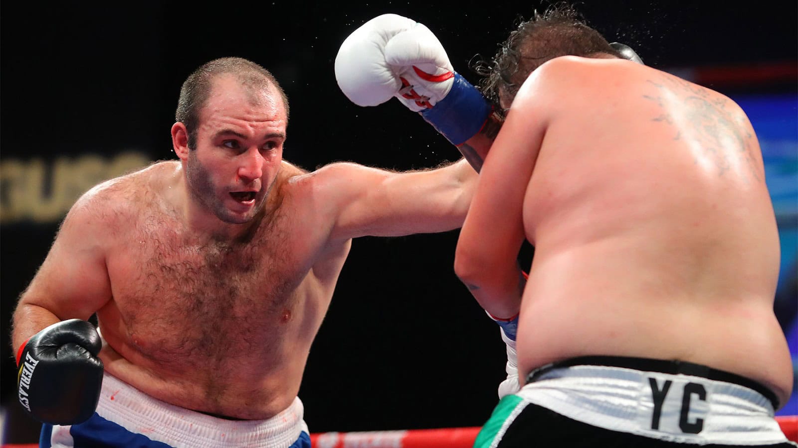 Mihai Nistor lands a punch during his heavyweight boxing career ahead of Zuffa Boxing return