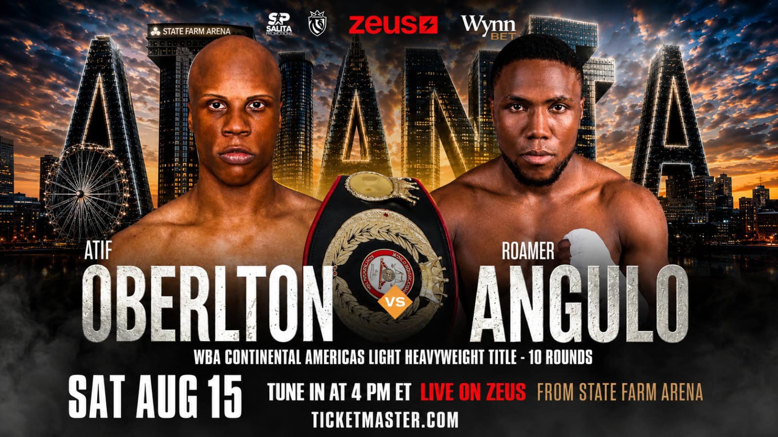 Official poster for Atif Oberlton vs. Roamer Angulo on the Claressa Shields vs. Kaye Scott undercard in Atlanta