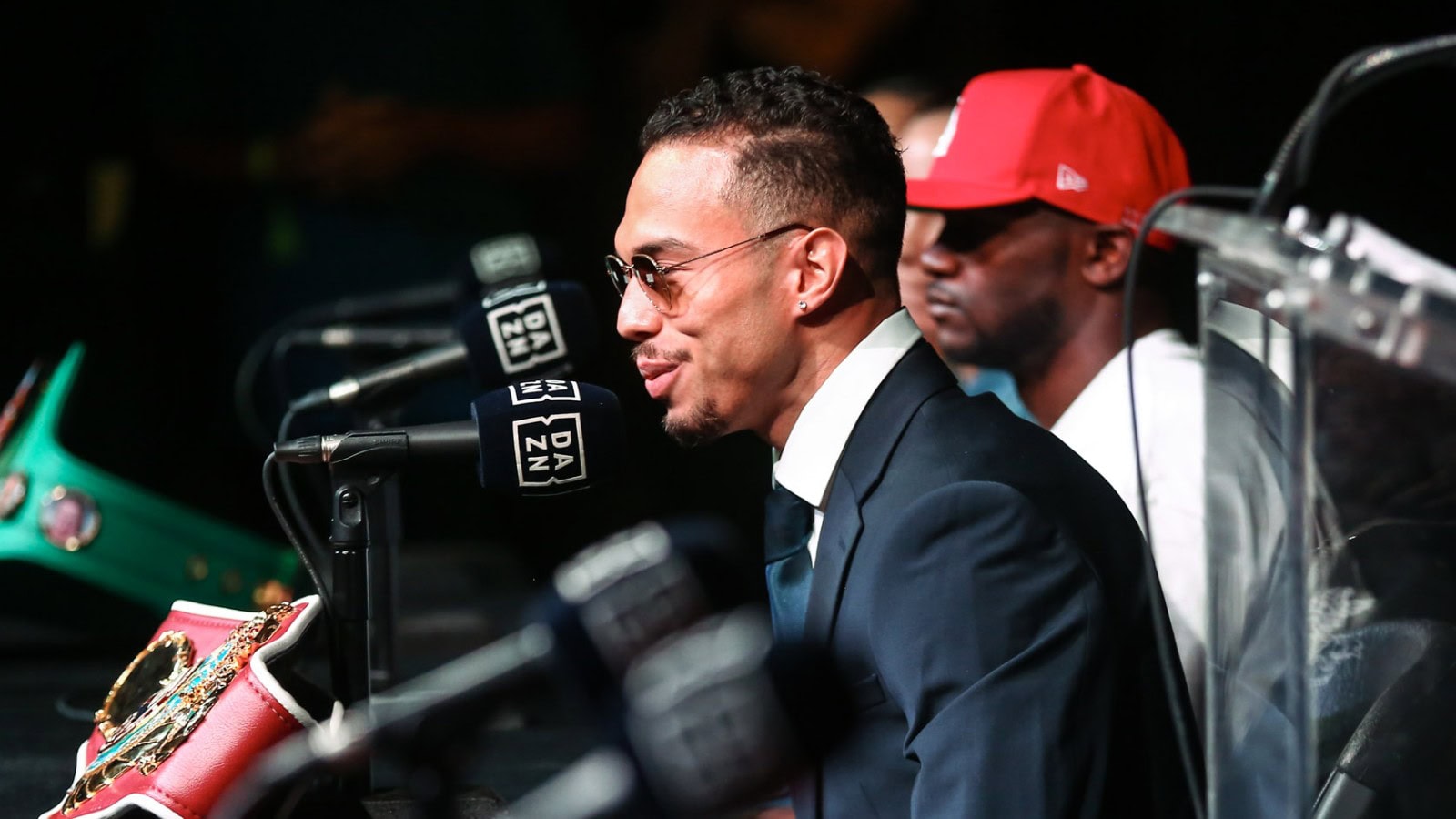 Tito Mercado speaks at a DAZN press conference ahead of the Claressa Shields vs Kaye Scott card in Atlanta