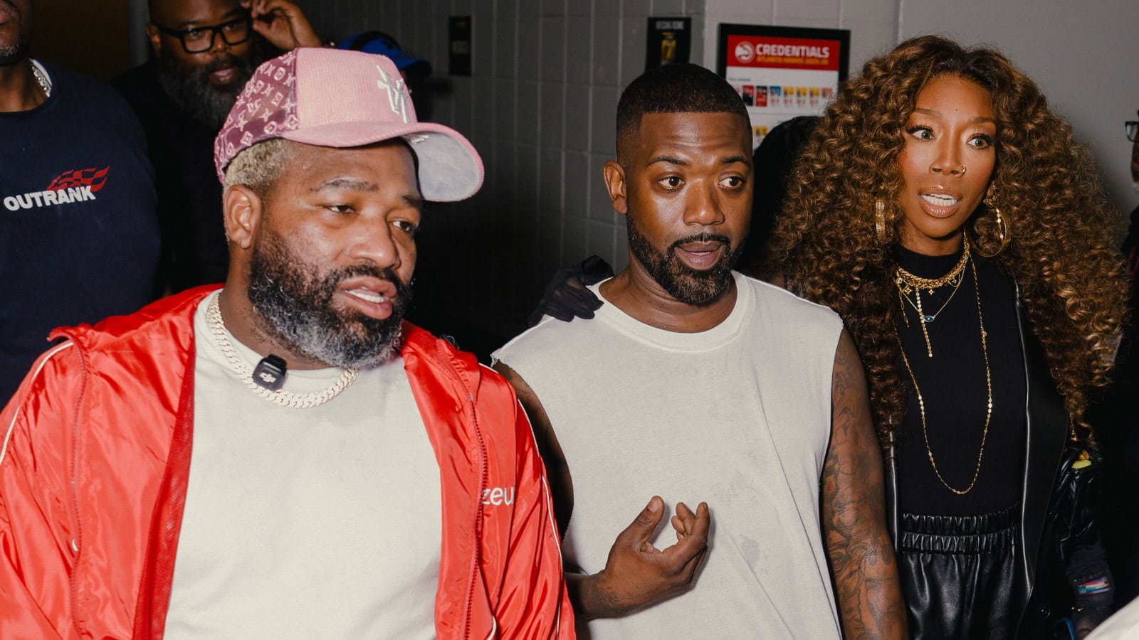 Adrien Broner alongside Ray J and Brandy during recent Atlanta appearance
