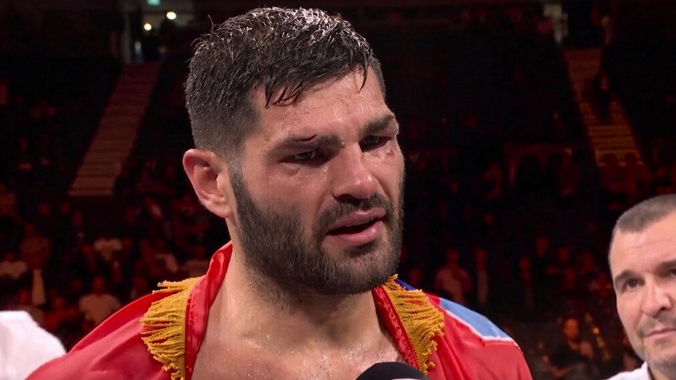 Filip Hrgovic after stopping Moses Itauma to win the vacant IBF heavyweight world title at the O2 Arena in London