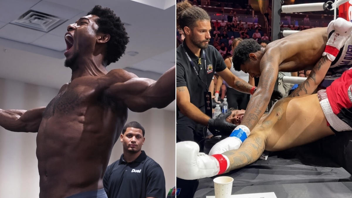Patrick Clark Jr., formerly WWE star Velveteen Dream, during his boxing debut against Ryan Pownall