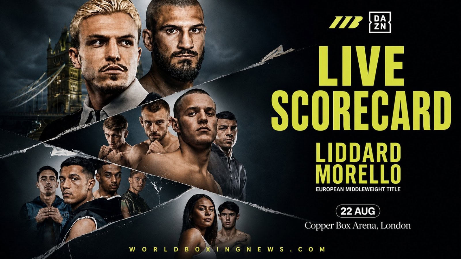 George Liddard vs Dario Morello live scorecard for their European middleweight title fight at the Copper Box Arena