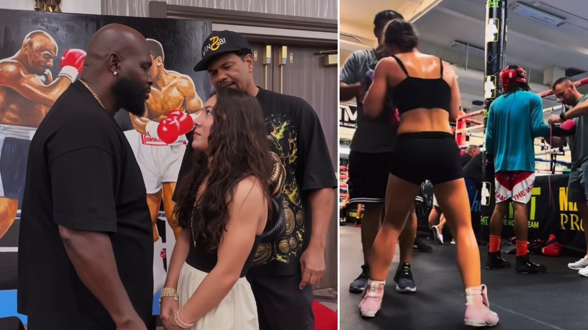 Isis Sio with James Toney and training at Mayweather Boxing Club in Las Vegas