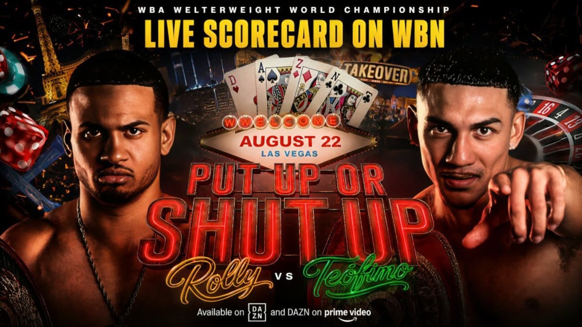 Rolando Romero and Teofimo Lopez ahead of their WBA welterweight title fight in Las Vegas with live scorecard coverage on World Boxing News