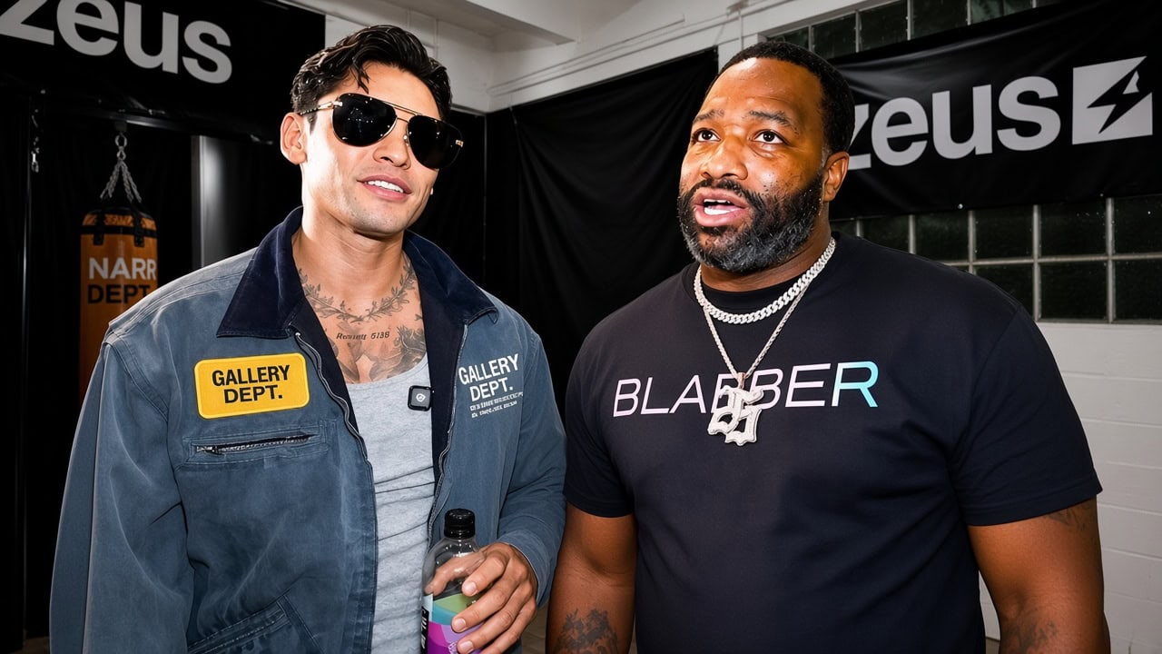 Ryan Garcia with Adrien Broner during a streaming collaboration before Garcia warned Broner about his drinking