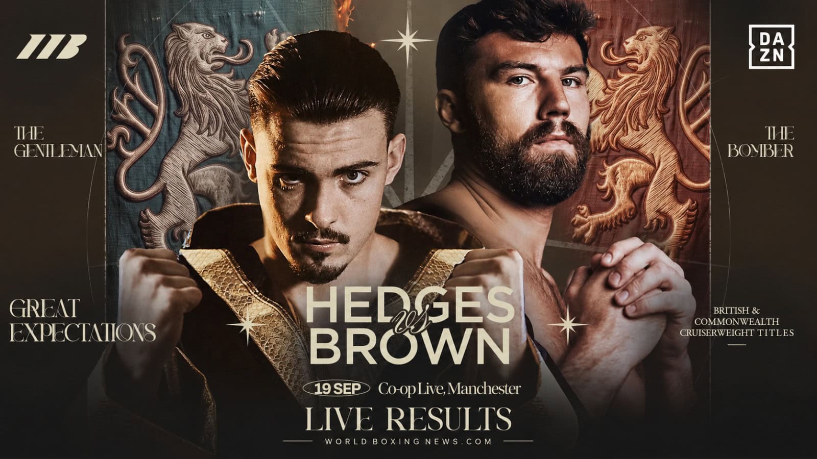 ohn Hedges and Pat Brown ahead of their cruiserweight title fight at Co-op Live in Manchester