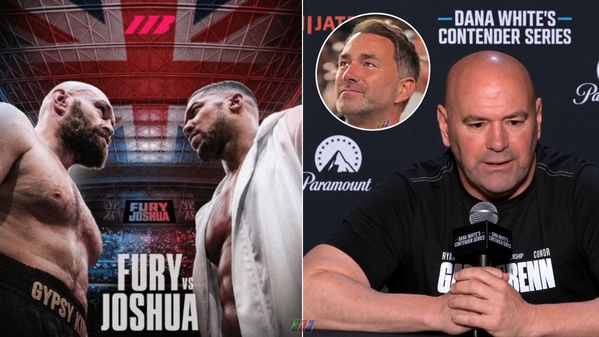 Tyson Fury and Anthony Joshua alongside Dana White and Eddie Hearn