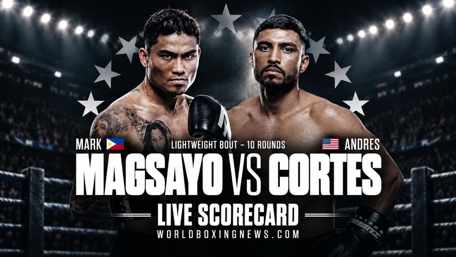 Mark Magsayo vs Andres Cortes live scorecard from Las Vegas