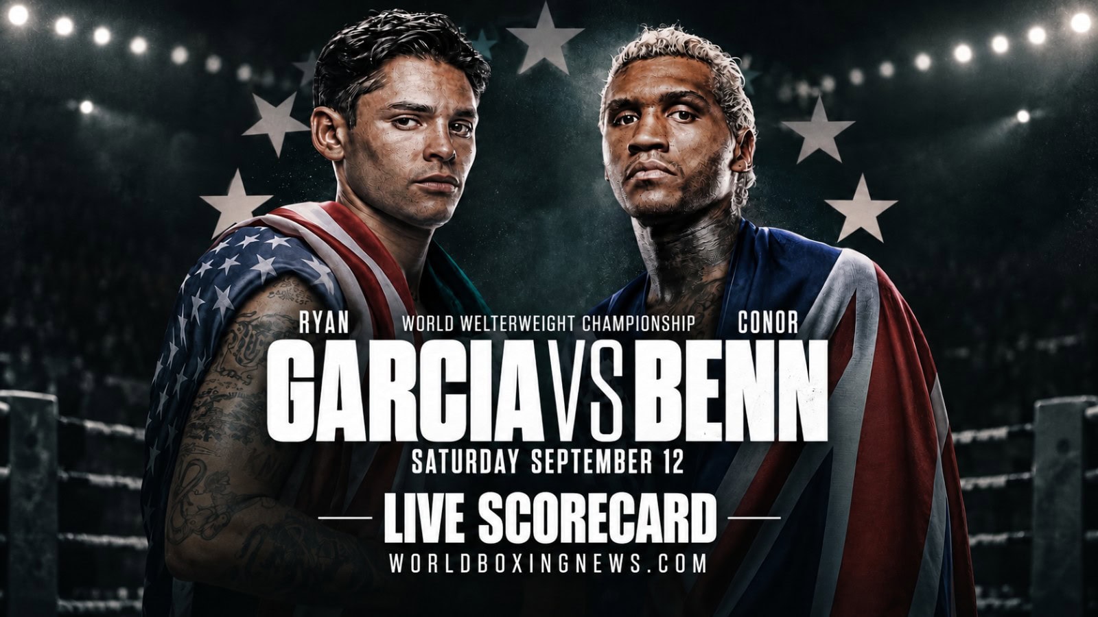 Ryan Garcia vs Conor Benn live scorecard for the WBC welterweight world championship