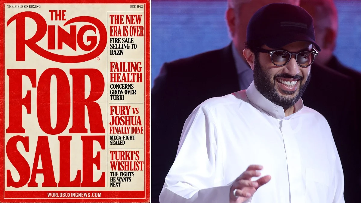 Turki Alalshikh alongside The Ring Magazine for sale graphic amid reported DAZN deal