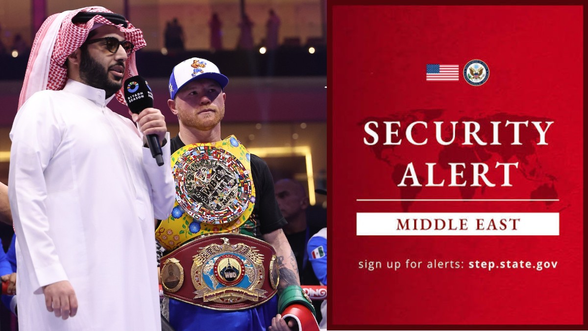 Turki Alalshikh alongside Canelo Alvarez with a US State Department security alert amid concerns over the Saudi Arabia fight