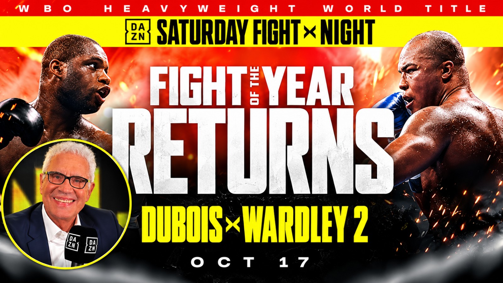 Bernd Boente pictured alongside the official DAZN poster for Daniel Dubois vs. Fabio Wardley 2 ahead of their October 17, 2026 heavyweight rematch