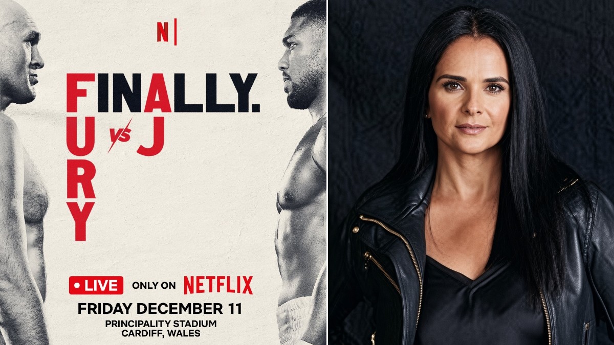 Netflix Fury vs Joshua boxing poster alongside outgoing Chief Content Officer Bela Bajaria amid questions over the streamer
