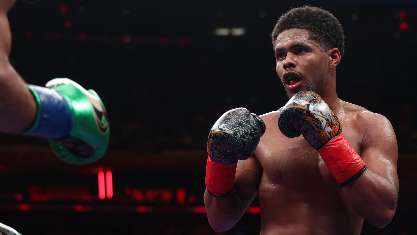 Shakur Stevenson in boxing action before his departure from Dana White