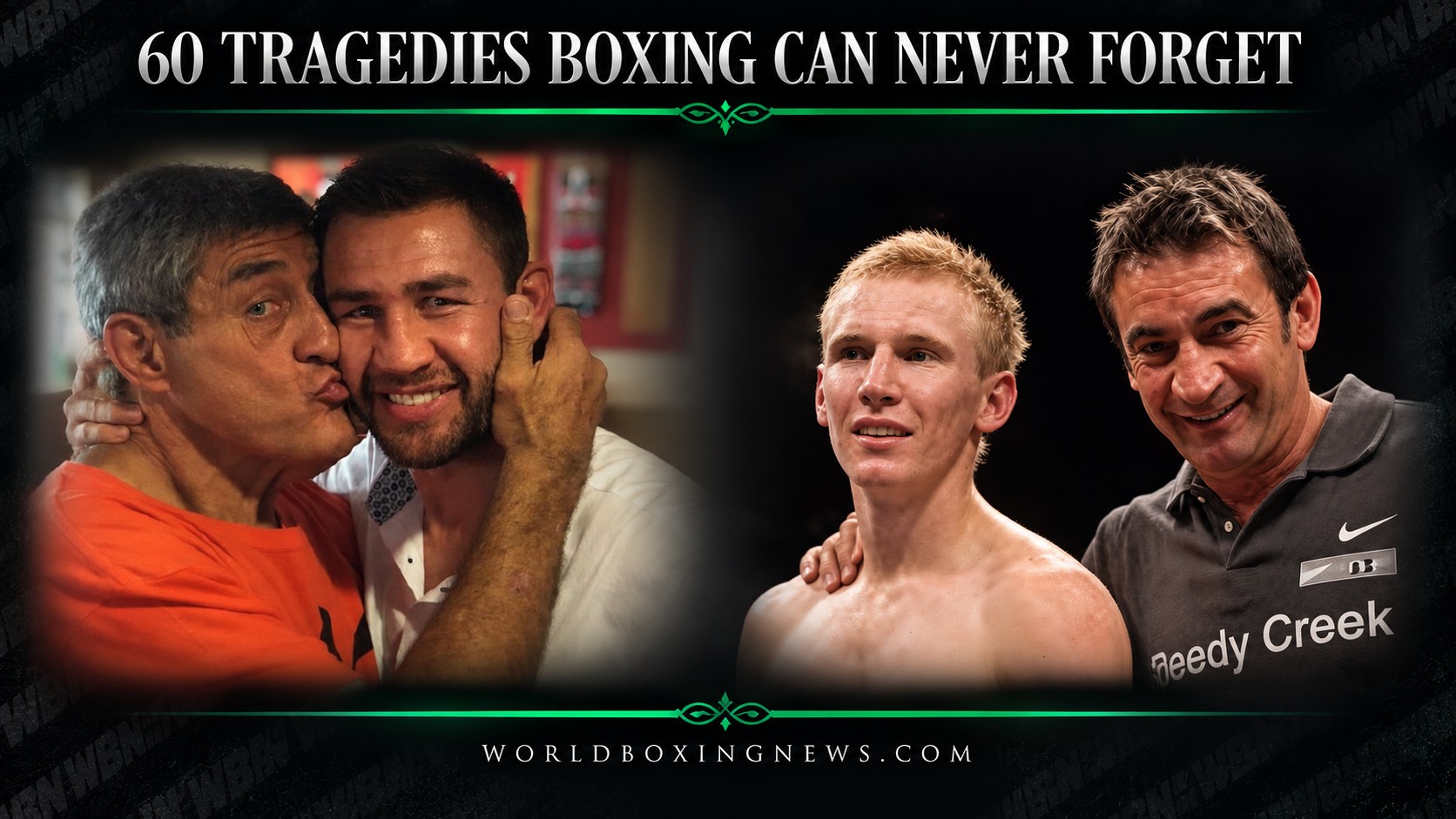 Daniel Van Heerden embracing his son Chris alongside Braydon Smith and his father Brendon in the World Boxing News series 60 Tragedies Boxing Can Never Forget