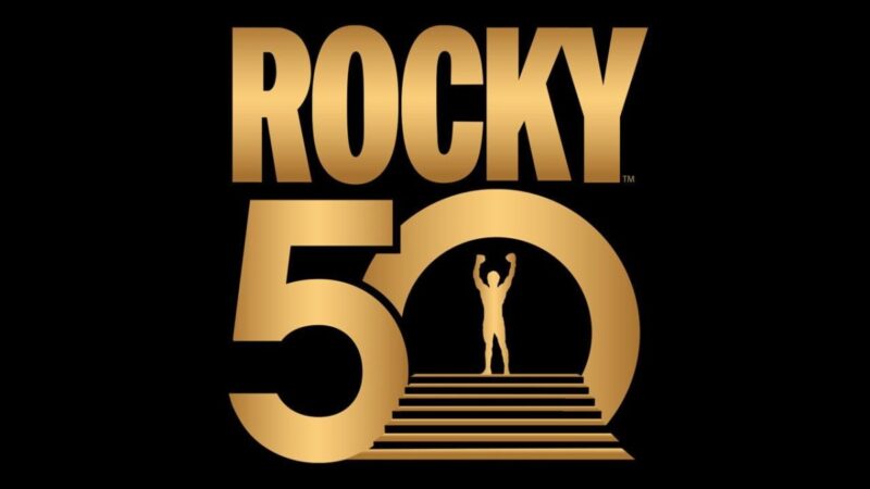 Logo du 50e anniversaire de Rocky célébrant les 50 ans du film de boxe emblématique de Sylvester Stallone, Rocky, sorti pour la première fois en 1976